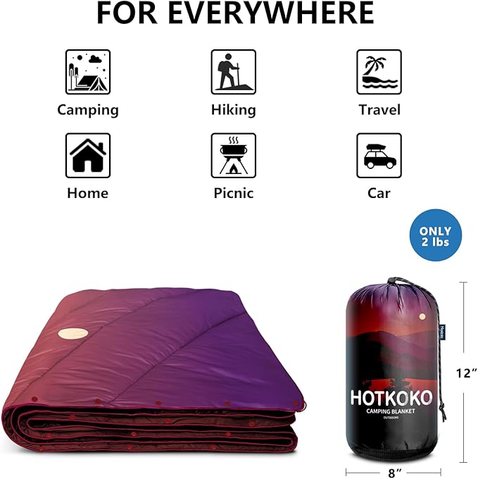 Camping Blanket,Lightweight Down Alternative Puffy Printed Camping Blanket Packable Outdoor Blanket for Camping,Traveling, Stadium, Hiking, Picnics