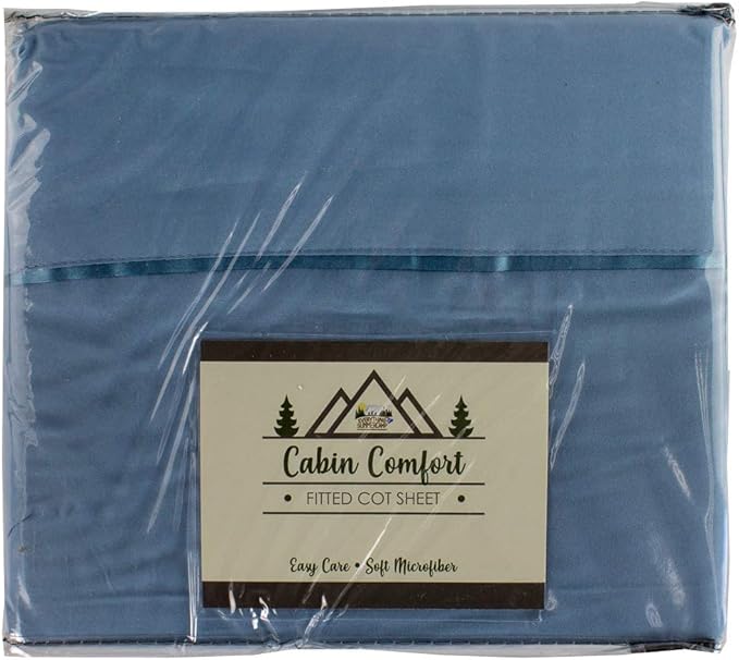 Cabin Comfort - Cot Sheet for Camping and RV Cots - Fits All Cot Size Beds Comfortably -72 x 28 Inches - Super Soft (1 Piece Cot (Fitted), Dusty Blue)