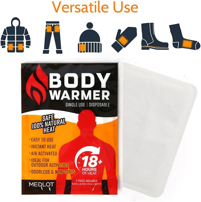 Body Warmers with Adhesive Backing, 20 Packs, Large Heating Pads Back waist, 12 Hours Long Lasting, Safe Natural Odorless Air Activated Warmers, for Warmth and Pain Relief