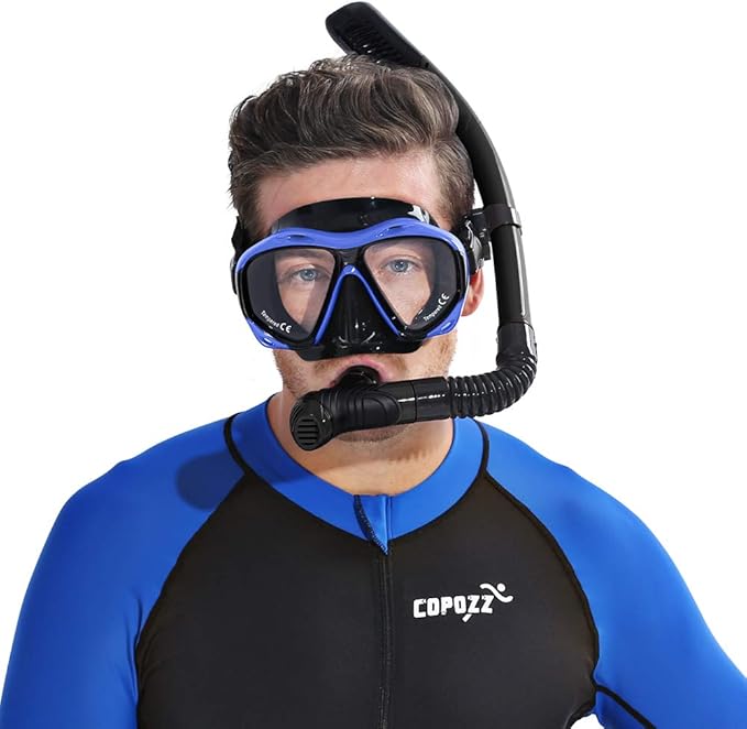 COPOZZ Adult Scuba Mask, Dive Mask Anti Fog Snorkeling Scuba Diving Glasses, Great Seal Free Diving Tempered Glass Mask Goggles