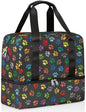 Sports Gym Bag Colorful Dog Paw Print Travel Duffel Bag Waterproof Lightweight Swim Bag Travel Tote Luggage Weekender Overnight Handbag Workout Bag with Shoes Compartment for Women Men