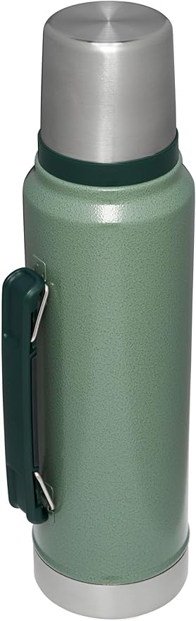 Stanley Classic Legendary Vacuum Bottle 1.1 qt | Wide Mouth with Leakproof Cup Lid | Keep Drinks Hot or Cold | Packable for Travel | Insulated Stainless Steel Thermos | BPA-Free | Hammertone Green