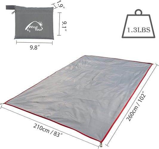 Wind Tour Portable Multifunctional Outdoor Camping Tarp Groundsheet Footprint Lightweight Floor and Ground Tarps for Camping Hiking with Carry Bag (70.9" x 83")