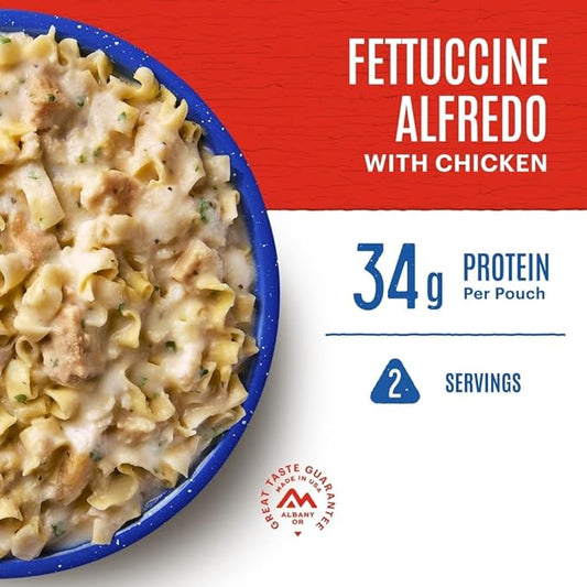 Mountain House Fettuccine Alfredo with Chicken | Freeze Dried Backpacking & Camping Food | 2 Servings