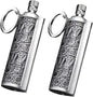 Fire Starter Lighter Waterproof Flint Match Outdoor Camping Permanent Metal Matchstick with Keychain(Sold Without Fluid) (Silver+Silver)