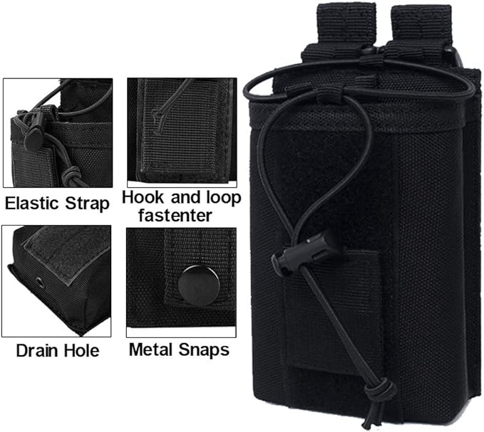 Radio Pouch - 1000D Tactical Molle Adjustable Two Way Radios Holder Bag Case for Walkie Talkies
