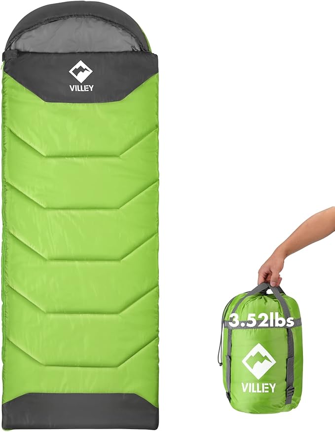 VILLEY Camping Sleeping Bag for Adults Boys and Girls, Lightweight Compact Backpacking Sleeping Bag for Outdoor, Traveling, Hiking