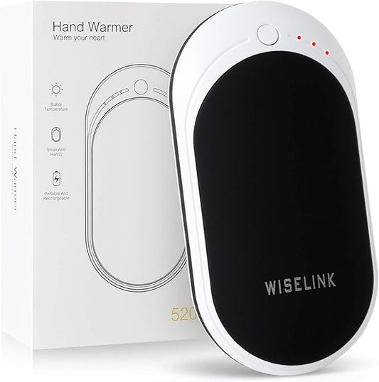 Rechargeable Hand Warmer, 5200mAh Electric Hand Warmers Reusable, Portable USB Power Bank, Double-Sided Quick Heating Handwarmer for Hunting, Golf, Camping, Skiing, Winter Gift for Women, Men