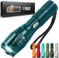 Gorilla Grip Powerful LED 750 FT Water Resistant 5 Adjustable Mode Tactical Flashlight, High Lumens Ultra Bright Battery Life Zoom Flashlights, Small Camping Car Mini Flash Light Accessories Teal Blue