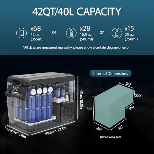 Alpicool NCF45 Portable Fridge Freezer,12 Volt Car Refrigerator, 42 Quart (40 Liter) Fast Cooling 12V Car Fridge -4℉~68℉,for Outdoor, Camping, RV, Truck