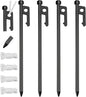 Eurmax USA 10 inch Multiuse Heavy Duty Steel Tent Stakes Tarp Pegs Camping Stakes for Outdoor Camping Canopy and tarp with 4 Ropes 10FT Length,4pcs(Black)