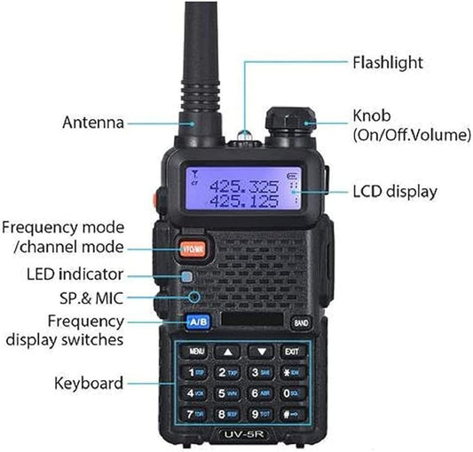 Baofeng UV-5R Dual Band Two Way Radio Handheld Ham Radio Long Range Walkie Talkies Pack of 4 for Hiking Camping Skiing Trip (Black)