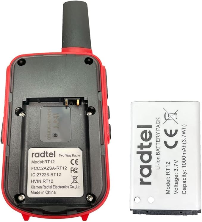 Radtel RT12 Rechargeable Walkie Talkies for Adults Long Range Handheld FRS Two Way Radio 16CH Handsfree VOX for Camping Hiking (4 Pack) (red)