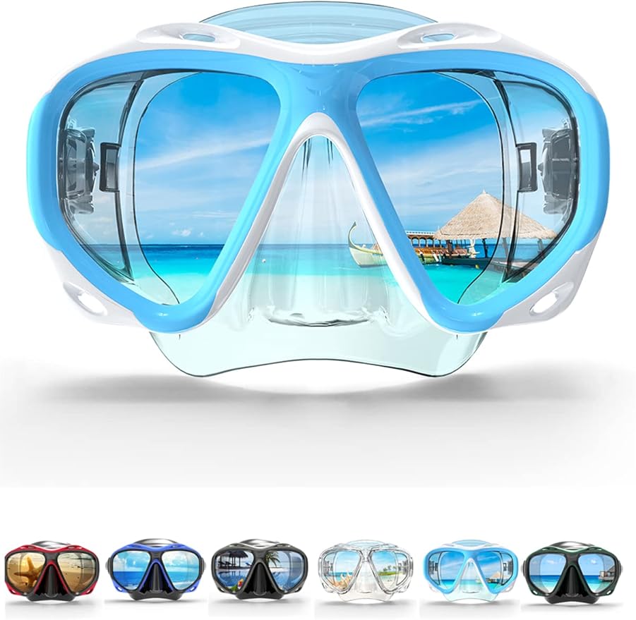COPOZZ Adult Scuba Mask, Dive Mask Anti Fog Snorkeling Scuba Diving Glasses, Great Seal Free Diving Tempered Glass Mask Goggles