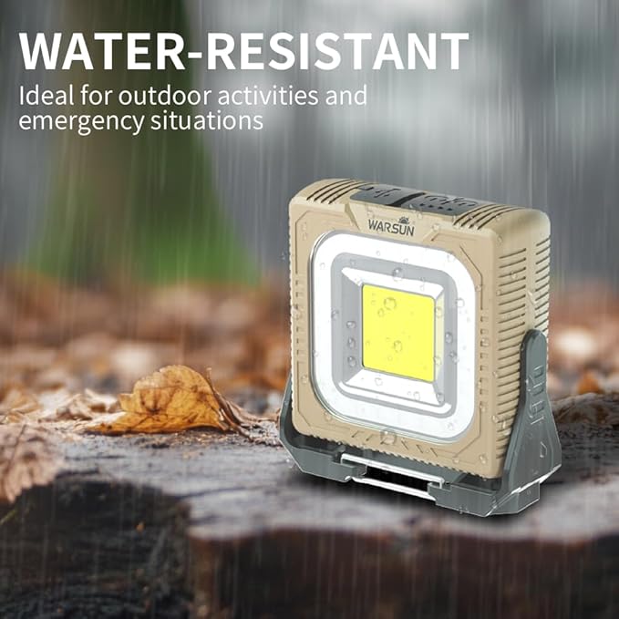 WARSUN 1000 Lumens Rechargeable Work Light – Portable LED Camping Lantern with Tripod Mount, Type-C Charging, Magnetic Base, Hanging Hook, Multi Lighting Modes, for Outdoor, Hiking, Camping