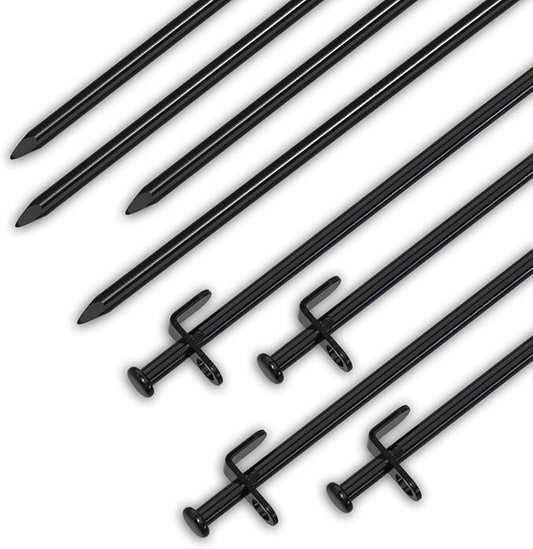 BareFour Tent Stakes Heavy Duty, 8-Inch Camping Stakes, Forged Steel Tent Pegs Unbreakable and Inflexible - Available in Rocky Place Dessert Snowfield and Grassland (8 Pack 8 Inch)