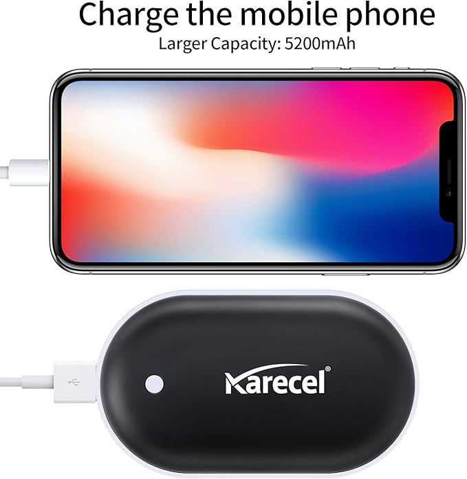 Karecel Hand Warmers Rechargeable, Electric Hand Warmer Reusable 5200mAh Portable USB Heater Battery Hot Pocket Warmer Heat Handwarmers, Cool Winter Gift for Men and Women Outdoor Camping Skiing