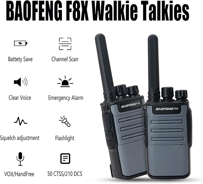 Walkie Talkies Rechargeable Long Range Two-Way Radios with Earpieces, 2-Way Radios UHF Handheld Walky Talky with Flashlight, Li-ion Battery and Charger (2 Pack)
