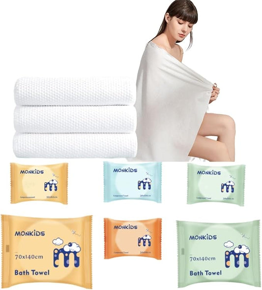 Travel Towel Set- Disposable & Reusable Towel Set - Pack of 6, Including 2PCS 55" x 28" Bath and 4 PCS 22" x 11" Face Towels. Ideal for Hiking, Camping, Salon, SPA, Party