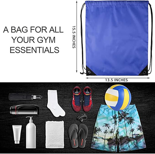 GoodtoU Drawstring Bags, Nylon Backpack Draw String Back Bag Cinch Sack Gym Bag for Sport, Traveling, Team (Blue, 80Pcs)
