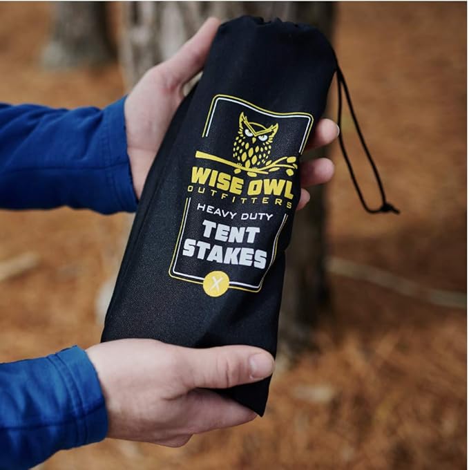 Wise Owl Outfitters Tent Stakes - Heavy Duty Camping Stakes for Outdoor Tent & Tarp - Essential Camping Accessories, Available in 12pk or 16pk