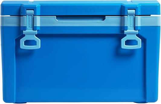 Stanley Adventure Outdoor Cooler 50 qt | Heavy Duty Outdoor Camping Cooler with Easy Carry Side Handles | 6 Days Cooling Ice Chest for 82 Cans | Flat Top Doubles as Seat | BPA-Free | Azure