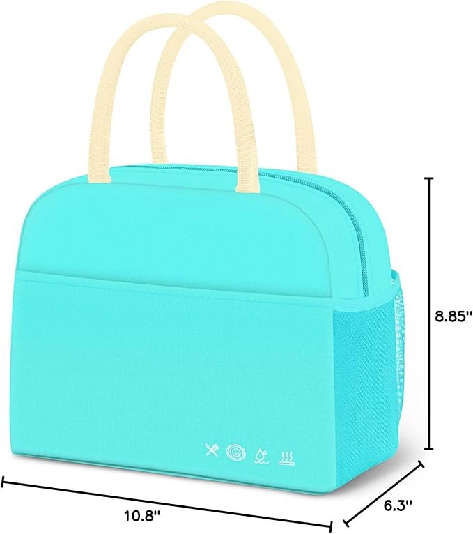 Lunch Bag Lunch Box for Women Men Reusable Insulated Lunch Tote Bag,Food Handbags Case High Capacity for Travel Work Picnic Beach,Cyan