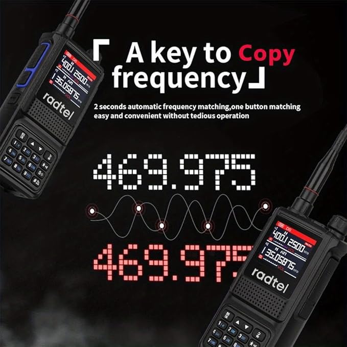 Radtel RT-470L Triband Ham Radio 144/222/430Mhz All Bands Handheld Two Way Radio 256CH Air Band Long Range Walkie Talkie NOAA/USB-C/Police Scanner/Aviation Receive/Copy Frequency