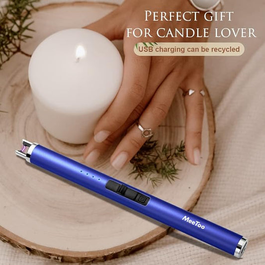 MeeToo Candle Lighter Electric Lighter Rechargeable USB Type-C Lighters for Candle BBQ Camping Fireworks (Dark Blue)