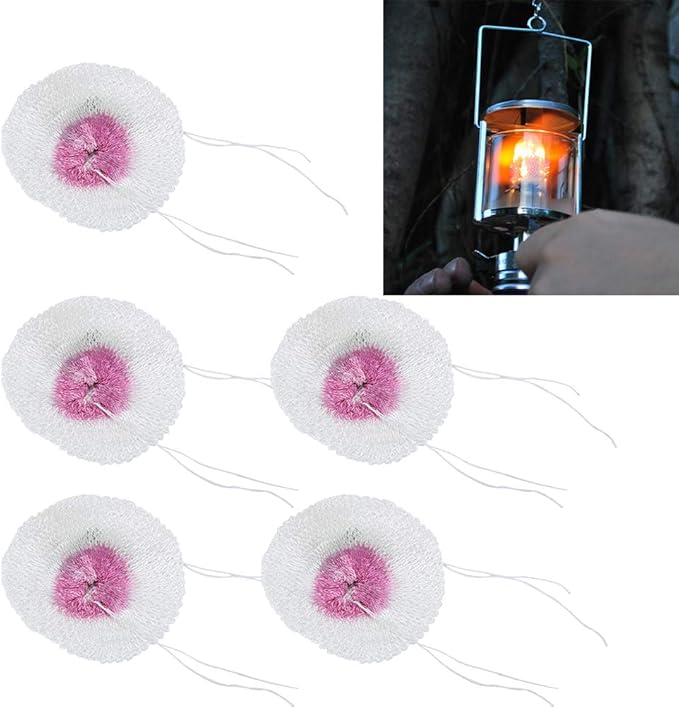 Kerosene Lamp Mantles, 20Pcs Outdoor Lamp Mantles Camping Lantern Accessories Gas Camping Light Mesh Drawstring Pressure Lamp Mantles Dual Head
