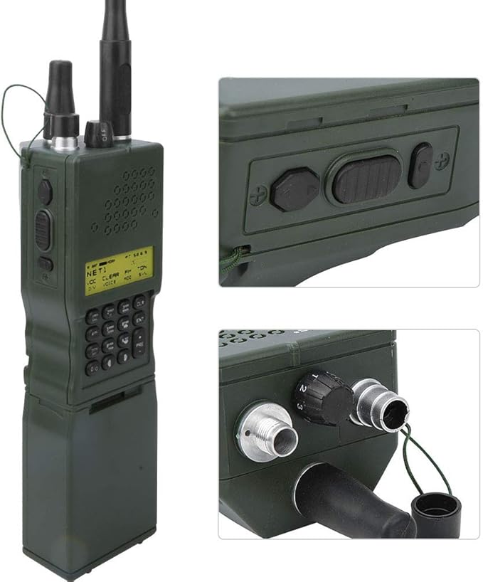 Dummy Radio Case Model, Talkie Model Shell Faux Walkie Scope No Real Function Durable Plastic Removable Headset Connector 2 Way Fitted Inside Cosplay Prop for Home Camping Outdoor Game Green