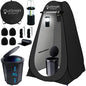 Outdoor Portable Toilet Set for Adults with Camping Night Lantern, Folding XL Toilet, Pop Up Privacy Tent and Carry Bags, Multipurpose Potty, Washable and Foldable for RV Travel