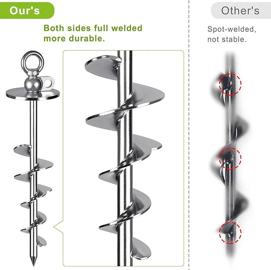 15 Inch Dog Tie Out Stake, Heavy Duty Dog Anchor for Dogs up to 220lbs, No Tangle, Easy to Install and Remove, Ideal for Yard, Camping, and Beach, 1 Pack (Silver)
