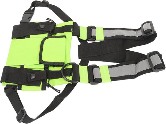 Radio Shoulder Holster Chest Harness Holder Vest Rig Chest Front Pack Pouch Walkie Talkie Case with Front Pouches for Two Way Radio Fruit Green