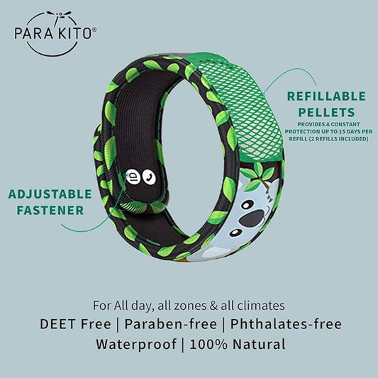 PARA'KITO Bug & Mosquito Bracelets for Kids | Mosquito Spray Alternative | Waterproof, Outdoor Insect Wristband w/Natural Essential Oils | Hiking, Trekking & Camping Accessories (Koala)