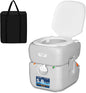 SereneLife Outdoor Portable Toilet with Carrying Bag – Travel Toilet with Waste Level Indicator, Built-in Handles, Adult-Sized Lid, Double Sealed Drain Valve, 3-Directional Flush, Non-Splash Spout