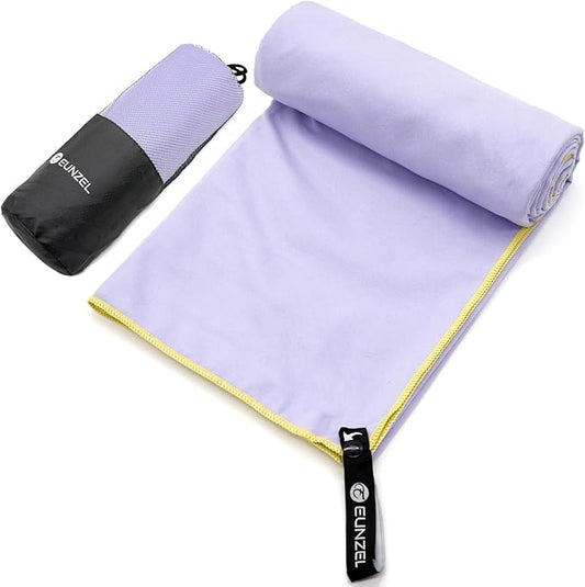 Eunzel Quick Dry Camping Towel, Microfiber Travel Towel Super Absorbent Fast Drying Towel for Camping, Beach, Gym, Backpacking, Yoga & Swimming(40" x 72", Taro Purple)