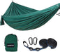 Camping Hammock Double & Single Portable Hammocks Ultralight Nylon Parachute Hammocks with 2 Tree Straps for Backpacking, Travel, Beach, Backyard, Camping, Hiking (Medium, Green Black)