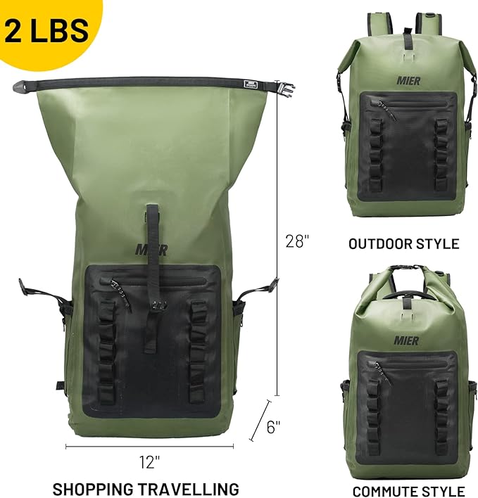 MIER Dry Bag Waterproof Backpack 30L Dry Sack Heavy Duty Roll-Top Closure for Kayaking, Beach, Boating, Swimming, Surfing