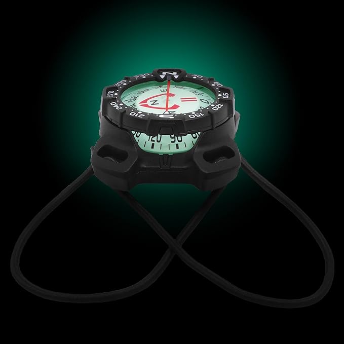 Bungee Mount Compass - Glow in the Dark, Waterproof Dive Compass for Scuba, Kayak - Diving Accessories