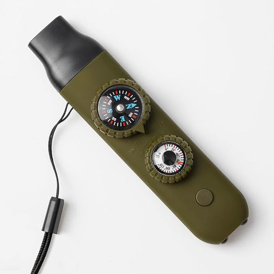 Viriber Whistle Emergency Camping Hiking Survival Whistle，Outdoor Multifunctional Tool with Lanyard,Compass,Thermometer,Ideal for Kayaking, Boating,Climbing