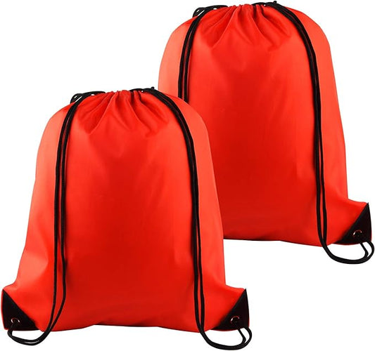 KUUQA 2Pcs Red Drawstring Backpack Bags Sack Bulk String Backpack Storage Bag