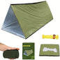 1 Piece Emergency Tent, Polyester Film Survival Tent with String Bundle Pocket Whistle,String with Buckle for Hiking, Camping, First Aid Hurricane