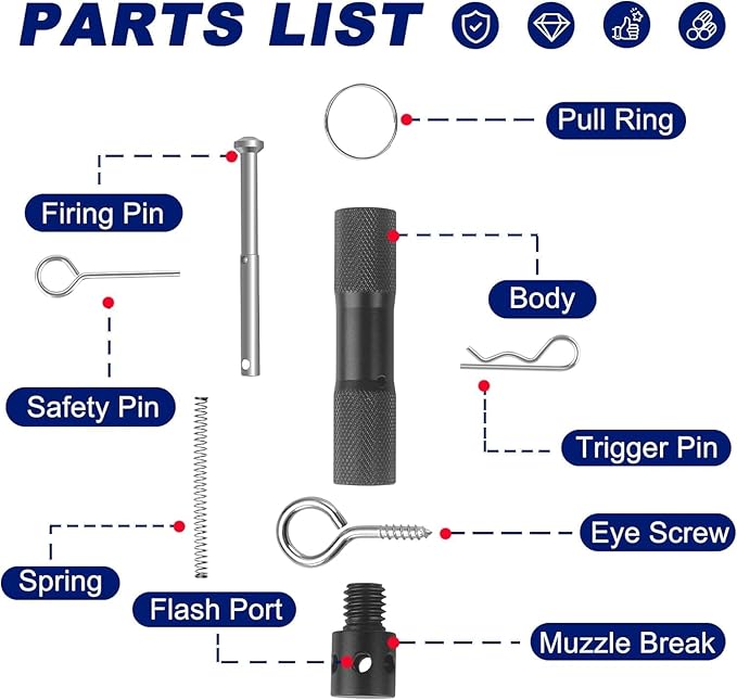 Perimeter Trip Alarm, Camping Trip Wire Alarm Device, Early Warning Security System for Camping and Property Safety, Use 209 Primers C2, black