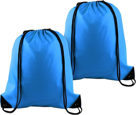 KUUQA 2 Pcs Light Blue Drawstring Backpack Drawstring Bag Bulk Sports Cinch Bags String Backpack Storage Bags for Gym Traveling