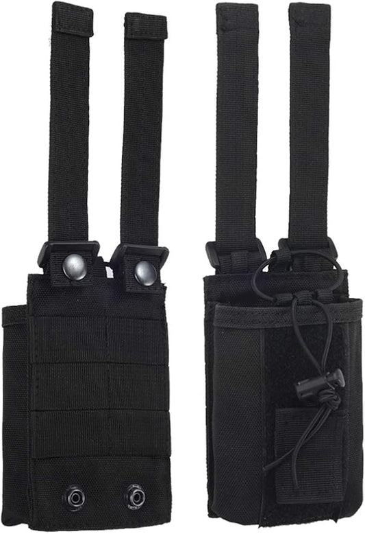 Radio Pouch - 1000D Tactical Molle Adjustable Two Way Radios Holder Bag Case for Walkie Talkies