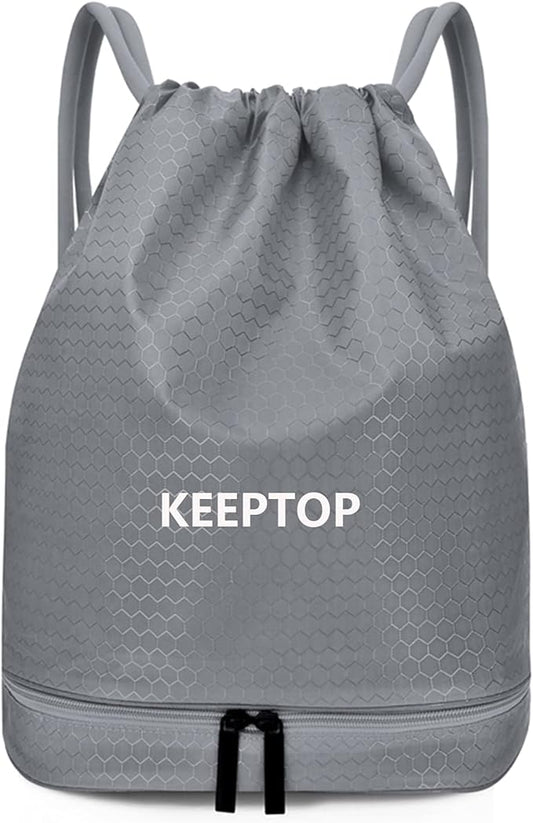 Waterproof Drawstring swim Bag Sackpack Backpack,Dry Wet Depart,Swimming Gym Yoga Sport Shoulder Rucksack Daypacks Casual Bags (GREY)