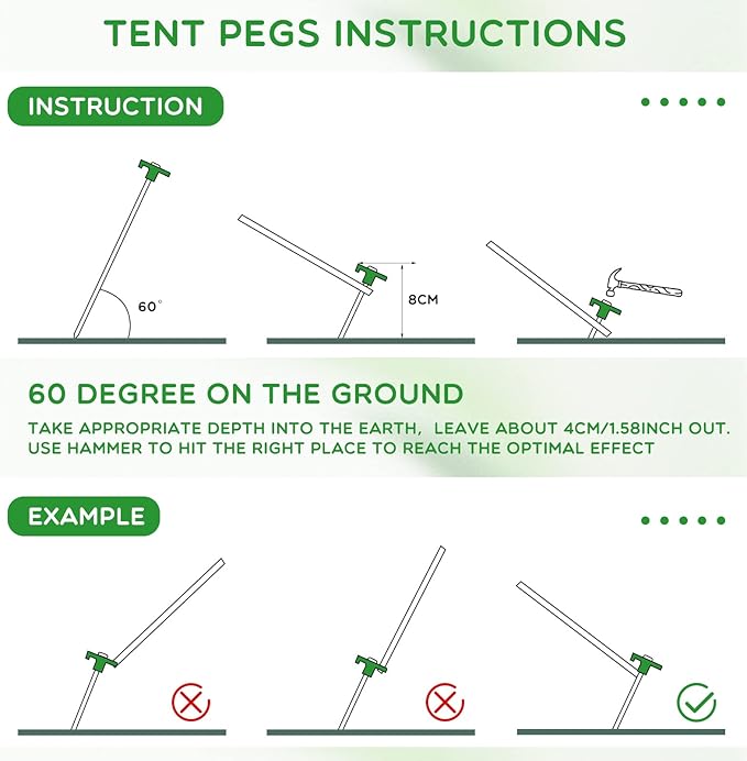 Shimeyao 10 Inch Tent Stakes Heavy Duty Camping Stakes Bulk Galvanized Non Rust Tent Pegs Metal Camping Spikes for Outdoor Camping Pitching Canopy