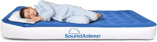 SoundAsleep Dream Series Big Kids Air Mattress with High Speed External Pump - Portable, Blow up Bed for Big Kids - Inflatable Air Mattress for Home and Camping