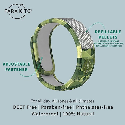 PARA'KITO Mosquito Insect & Bug Repellent Wristband - Waterproof, Outdoor Pest Repeller Bracelet w/Natural Essential Oils (Adventure)